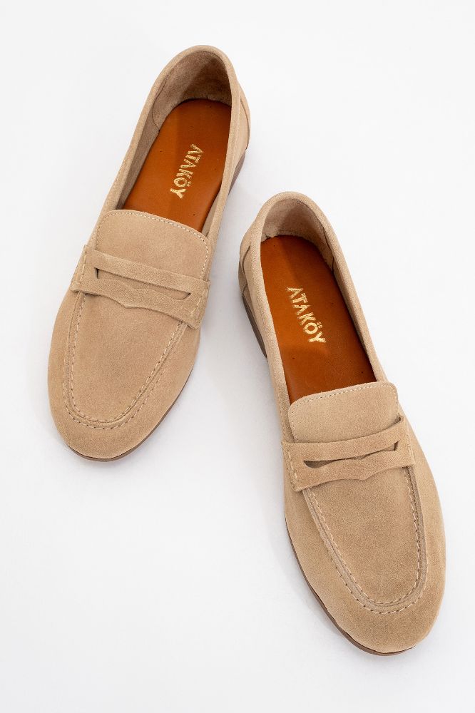 kadin-deri-loafer-ayakkabi-BEJ SUET-NHR2523461-0088438_0